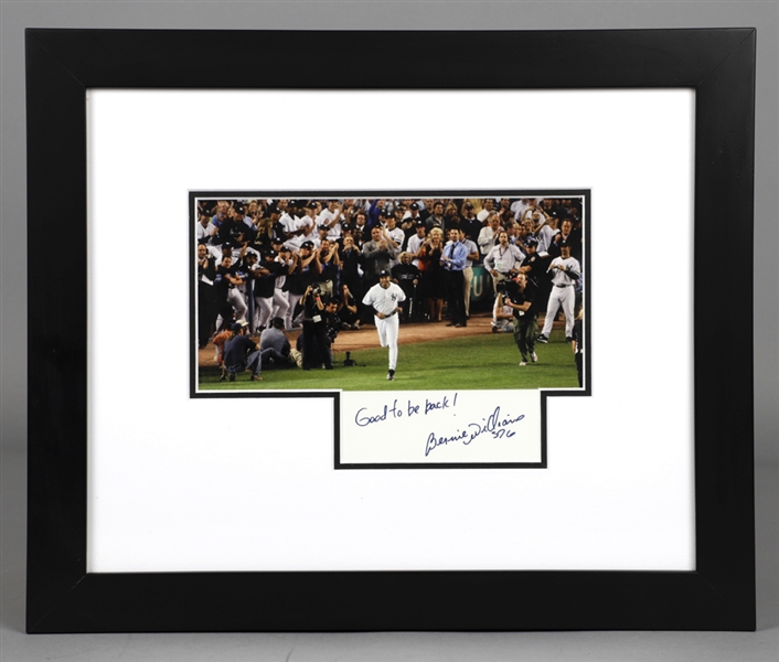 Bernie Williams New York Yankees Signed Framed Photo with Inscription "Good to be Back!" (13 1/2" x 16")