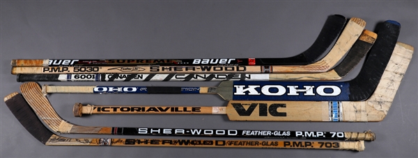 Toronto Maple Leafs Game-Used Stick Collection of 7 Including Felix Potvin and Wendel Clark