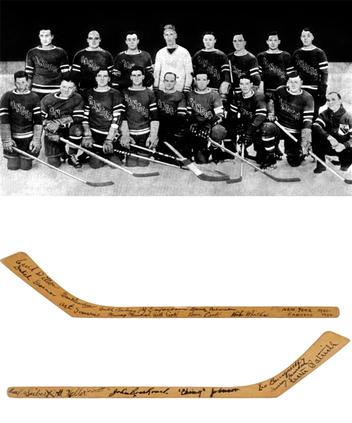 New York Rangers 1931-32 Team-Signed Mini Stick by 17 Including 6 Deceased HOFers