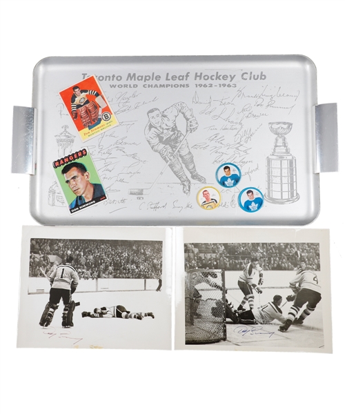 Don Simmons Memorabilia Collection with 1962-63 Maple Leafs Tray, Hockey Cards and Coins, Photos and More with Family LOA
