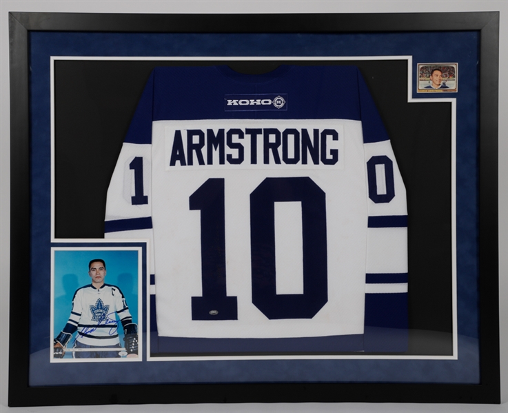George Armstrong Toronto Maple Leafs Signed Jersey and Signed Photo Framed Display (32 1/2" x 40 1/2")