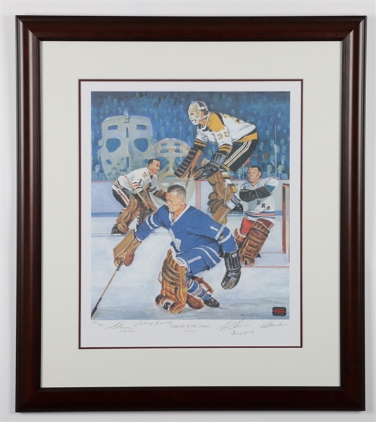 "Legends of the Crease" HOF Goalies Multi-Signed Framed Limited-Edition Lithograph #1862/1966 (23" x 26")