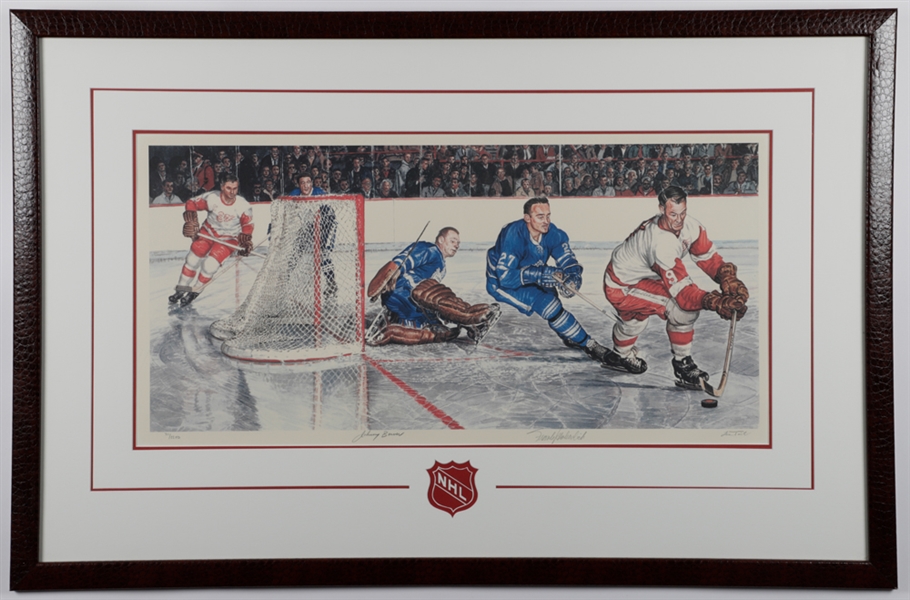 Toronto Maple Leafs Signed and Multi-Signed Lithograph / Photo Collection of 5 Including Gilmour, Dual-Signed Maurice Richard and Ted Kennedy and Dual-Signed Mahovlich and Bower