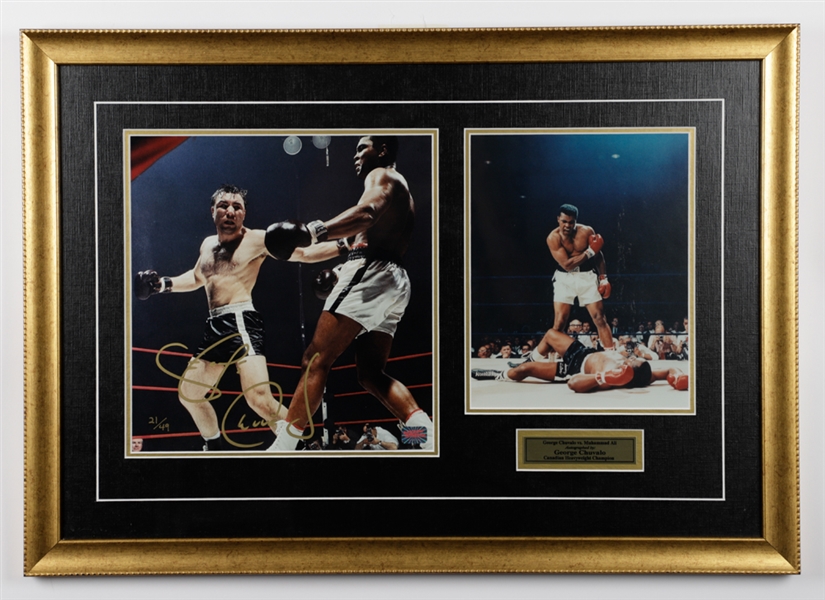 George Chuvalo Signed Ali Fight Framed Photo (19" x 27")