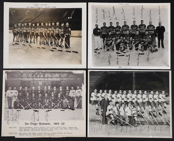 Vintage 1930s/1960s Minor League Team Photo Collection of 11 Including St. Louis Flyers, San Diego Skyhawks, New Westminster Royals, Springfield Indians and More