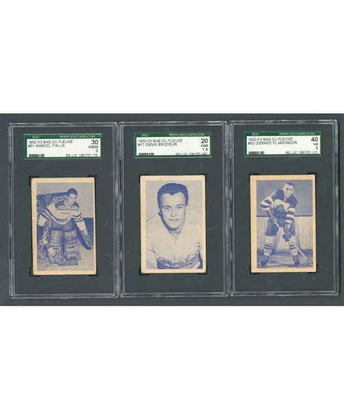 1952-53 Bas Du Fleuve Hockey Card SGC-Graded Near Complete Set (56/65) Including Brodeur and Paille Plus 34 Extras