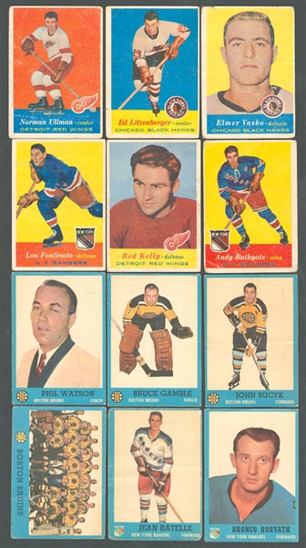 1957-58, 1962-63, 1965-66 and 1969-70 Topps Hockey Card Near Complete Set Collection of 5