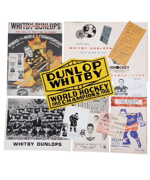 Mid-1950s Whitby Dunlops Memorabilia and Autograph Collection of 24 Including Numerous 1958 World Champions Items