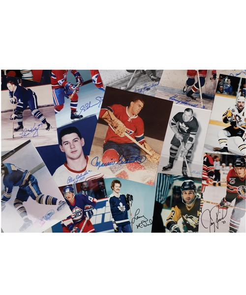 NHL Hockey Player Signed Photo Collection of 182 Including Numerous HOFers; Maurice Richard, Howe, Beliveau, Geoffrion, Kennedy, Bailey and Others
