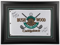 Cindy Morgan (Lacey Underall) and Michael OKeefe (Danny Noonan) Dual-Signed Caddyshack Framed Golf Pin Flag with Steiner COA (21 ½” x 29 ½”)