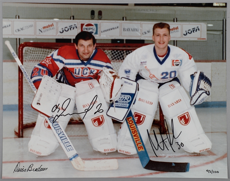 Vladislav Tretiak and Martin Brodeur Dual-Signed Limited-Edition Photo #93/100 with LOA
