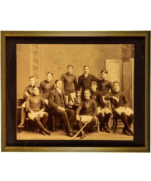Montreal Victorias Hockey Team Early-1890s Framed Team Photo Featuring HOFer Graham Drinkwater (17 ¼” x 21 ¼”) 