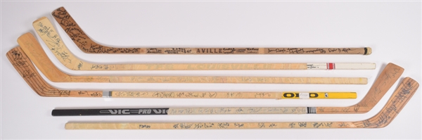 Early-1990s Minnesota North Stars, Montreal Canadiens, St. Louis Blues (4) Team-Signed Sticks Plus 2 Others