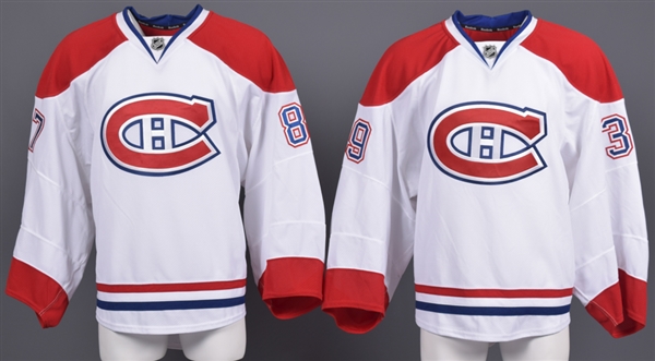 Robin Gusses and Peter Delmas 2011-12 Montreal Canadiens Game-Issued Away Jerseys with Team LOAs 