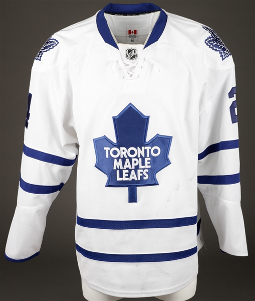 Peter Hollands 2013-14 Toronto Maple Leafs Game-Worn Away Jersey with Team COA - Photo-Matched!