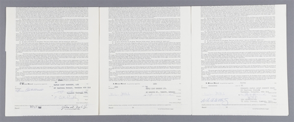 Toronto Maple Leafs Early-1980s Curt Ridley and Jim Rutherford Official NHL Contract and Document Collection of 4 Including Signatures of Deceased HOFer Punch Imlach 