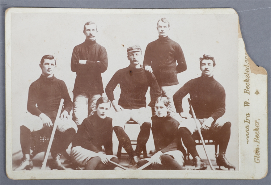 Vintage 1890s Hockey Team Cabinet Team Photo Plus "National Hockey Monument" Sculpture