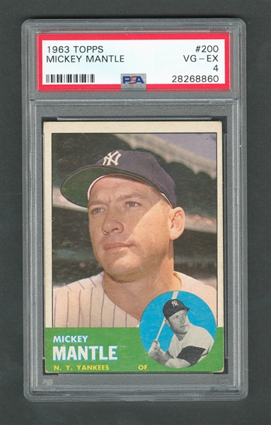 1963 Topps Baseball Card #200 HOFer Mickey Mantle - Graded PSA 4