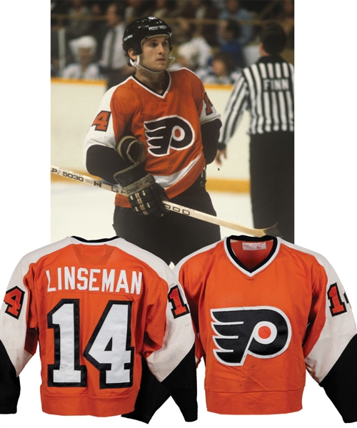 Ken "The Rat" Linsemans 1980-81 and 1981-82 Philadelphia Flyers Game-Worn Jersey - Team Repairs! - Photo-Matched!