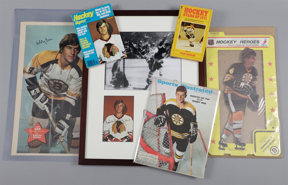 Bobby Orr and Glenn Hall Dual-Signed Framed Display Plus Bobby Orr Memorabilia Collection (16 Pieces)