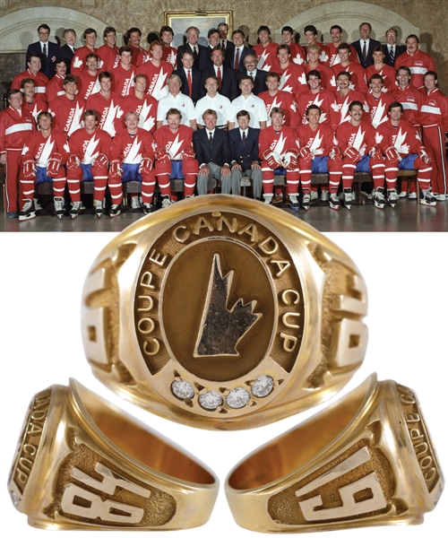 Ray Bourques 1984 Canada Cup 10K Gold and Diamond Ring with His Signed LOA