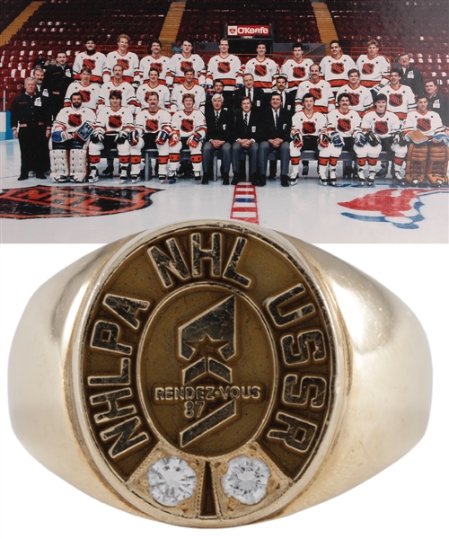 Ray Bourques Rendez-Vous 87 NHL All-Stars Vs USSR 10K Gold and Diamond Ring with His Signed LOA