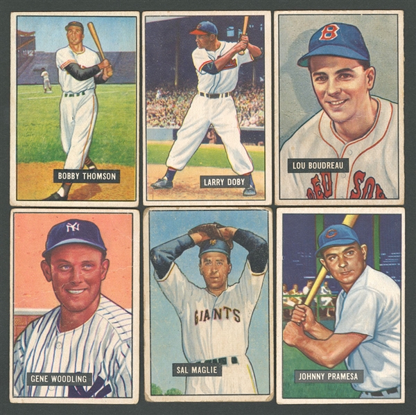 1951 Bowman Baseball Card Collection of 38 Including Doby, Thomson, Boudreau, Mize, Maglie and Others