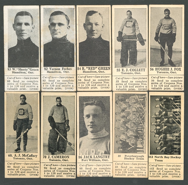 1924-25 Dominion Chocolate Athletic Stars Card Collection of 24 (with Tabs) Including 10 Hockey Cards