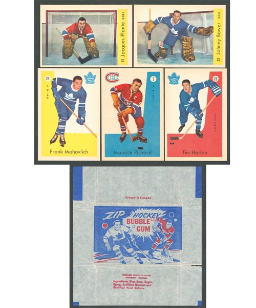 1959-60 Parkhurst Hockey Complete 50-Card Set Plus 1959-60 Parkhurst Hockey Zip Wrapper