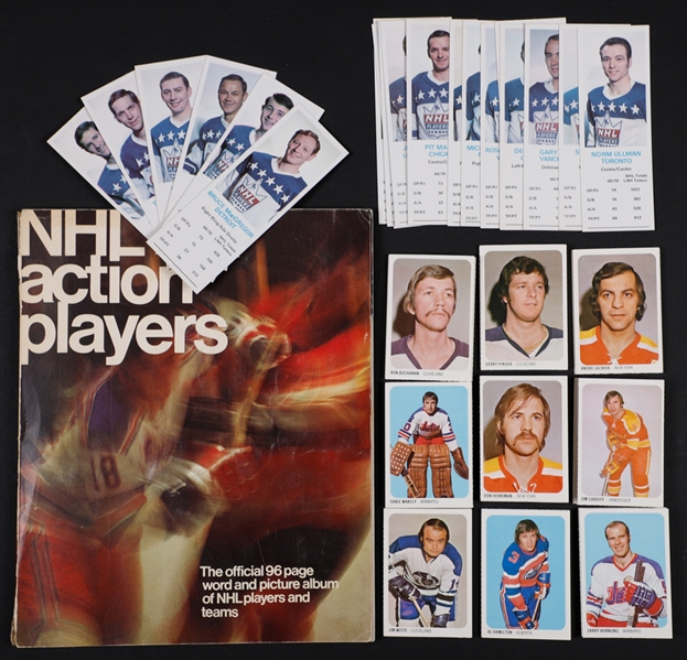 1970-71 Dads Cookies (144 cards), 1973-74 WHA Quaker Oats Undetached 50-Card Set and 1974-75 Loblaws Action Hockey Players Stamp Complete Set in Album