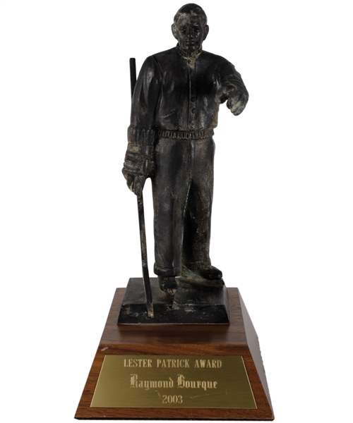 Ray Bourques 2003 Lester Patrick Award Trophy with His Signed LOA (11")