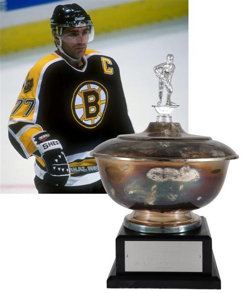 Ray Bourques 1996-97 "Bruins Radio Network Three Star Award" First Star Trophy with His Signed LOA (15 ½”)