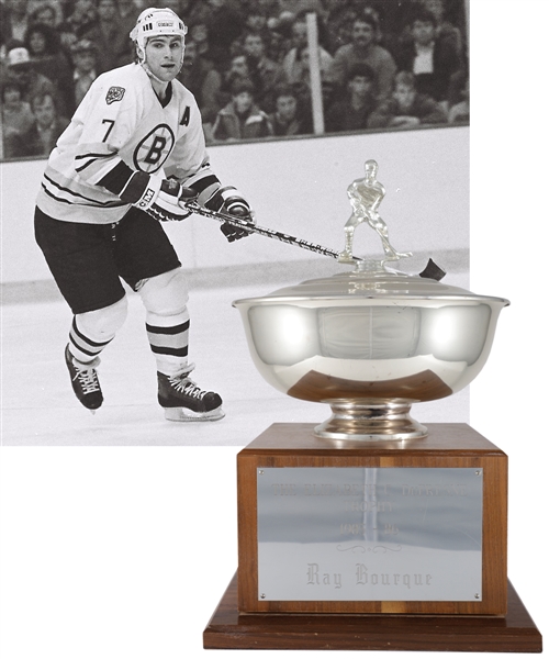 Ray Bourques 1985-86 Boston Bruins Elizabeth DuFresne Trophy with His Signed LOA (18")