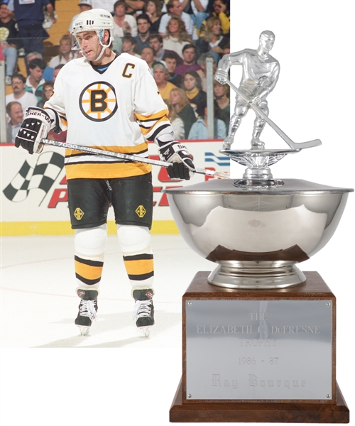 Ray Bourques 1986-87 Boston Bruins Elizabeth DuFresne Trophy with His Signed LOA (19")