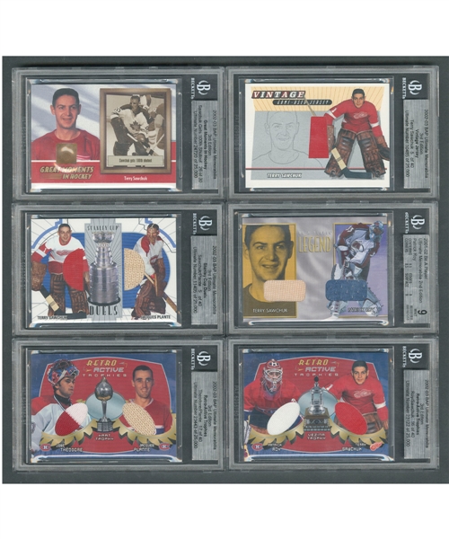 Early-2000s ITG BAP Ultimate Memorabilia & Other Brands Hockey Goalie Card Collection of 32 - Plante, Sawchuk, Broda, Hall, Roy & Others!