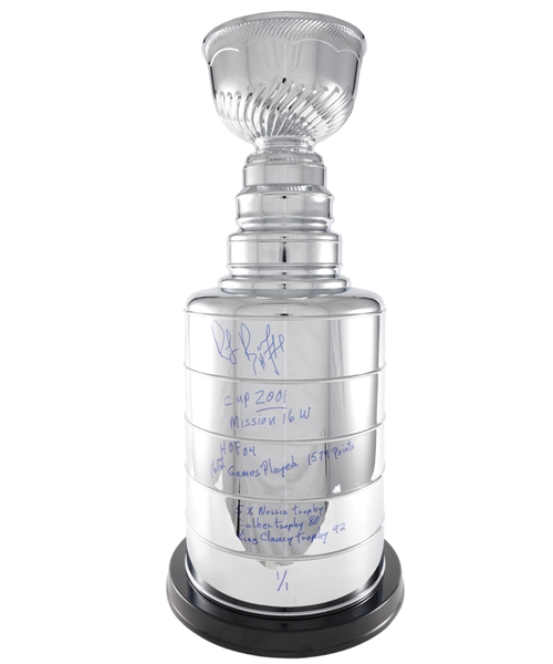 Ray Bourques Signed Huge Stanley Cup with His Signed LOA - Numerous Annotations! (25")
