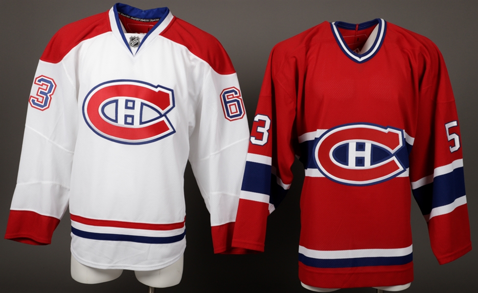 Cory Urquharts 2006-07 Montreal Canadiens Game-Issued Home Jersey and Andreas Angqvists 2010-11 Montreal Canadiens Game-Issued Away Jersey with Team LOAs 