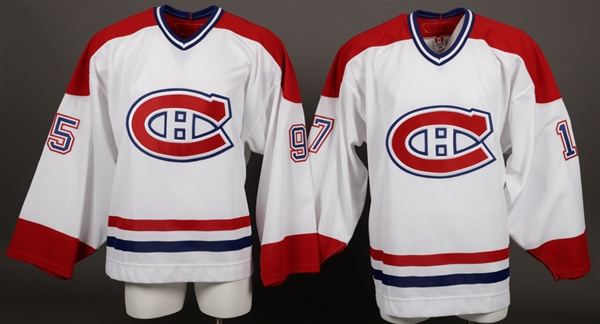 Ajay Baines and Cedrick Desjardins 2006-07 Montreal Canadiens Game-Issued Away Jerseys with Team LOAs