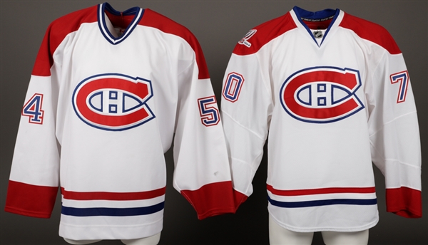 Ryan Whites 2006-07 Montreal Canadiens Game-Issued Away Jersey and Gregory Stewarts 2009-10 Montreal Canadiens Game-Issued Away Jersey (Centennial Patch) with Team LOAs