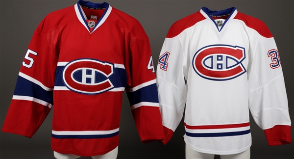 Nigel Dawes 2010-11 Montreal Canadiens Game-Issued Away Jersey and Michael Blundens 2012-13 Montreal Canadiens Game-Issued Home Jersey with Team LOAs