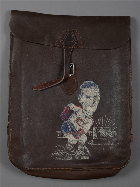 Vintage 1950s Maurice Richard Montreal Canadiens Leather School Bag