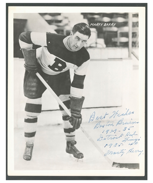 Deceased HOFer Marty Barry Signed Boston Bruins Photo from the E. Robert Hamlyn Collection