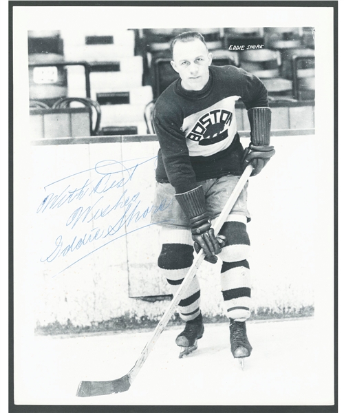 Deceased HOFer Eddie Shore Signed Boston Bruins Photo from the E. Robert Hamlyn Collection