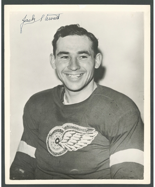 Deceased HOFer John "Black Jack" Stewart Signed Detroit Red Wings Photo from the E. Robert Hamlyn Collection