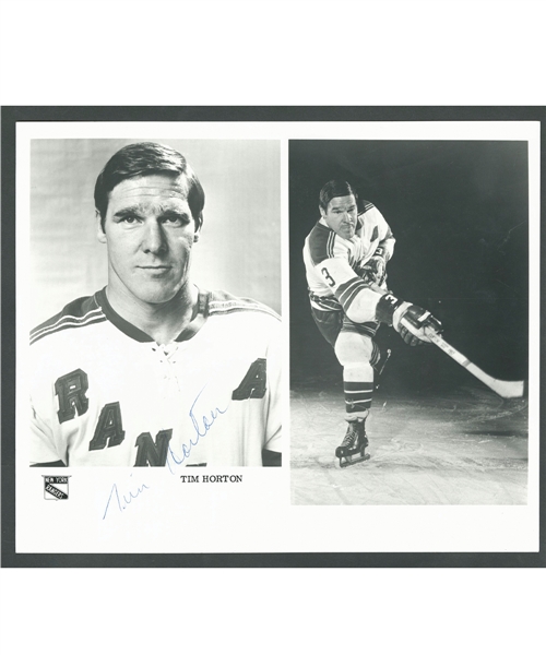 Deceased HOFer Tim Horton Signed New York Rangers Photo from the E. Robert Hamlyn Collection