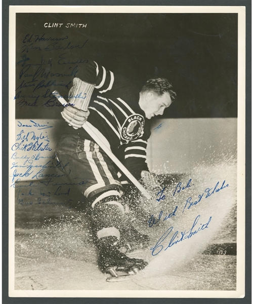Deceased HOFer Clint Smith Chicago Black Hawks Photo Team-Signed by the 1951-52 Cincinnati Mohawks Including Smith, Francis and OConnor from the E. Robert Hamlyn Collection