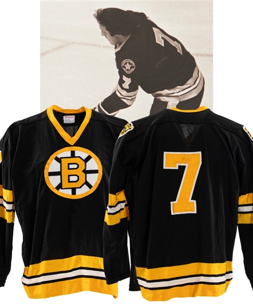 Phil Espositos 1975-76 Boston Bruins Game-Worn Jersey with LOA - Team Repairs! - Photo-Matched!