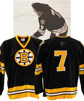 Phil Espositos 1975-76 Boston Bruins Game-Worn Jersey with LOA - Team Repairs! - Photo-Matched!