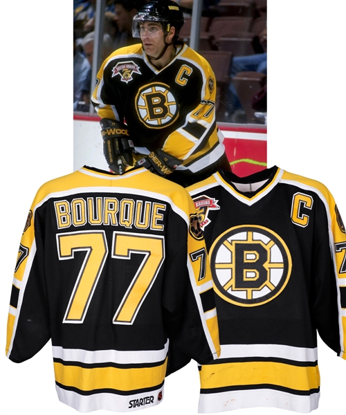 Ray Bourques 1998-99 Boston Bruins Game-Worn Captains Jersey from the Michael Wexler Collection with Team COA - Bruins 75th Patch! - Team Repairs!
