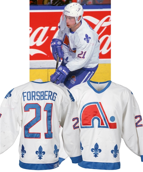 Peter Forsbergs 1994-95 Quebec Nordiques Game-Worn Rookie Season Jersey with LOA - Calder Memorial Trophy Season! - Photo-Matched!